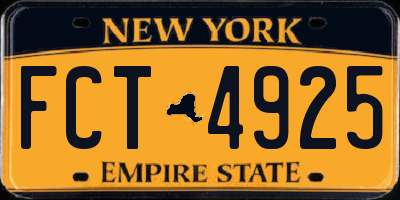 NY license plate FCT4925