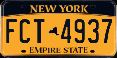 NY license plate FCT4937
