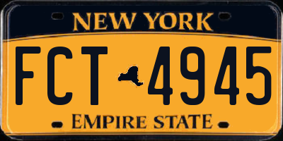 NY license plate FCT4945