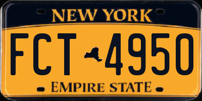 NY license plate FCT4950