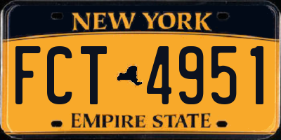 NY license plate FCT4951
