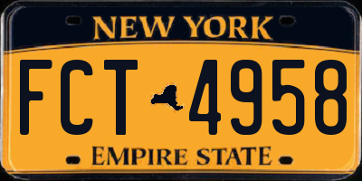 NY license plate FCT4958