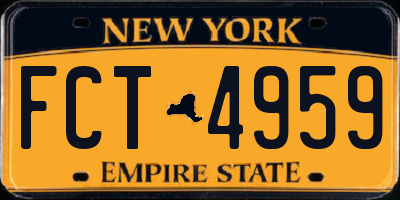 NY license plate FCT4959
