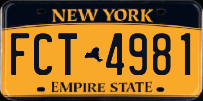 NY license plate FCT4981