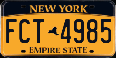 NY license plate FCT4985
