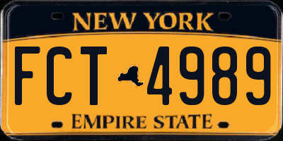 NY license plate FCT4989