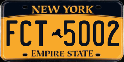 NY license plate FCT5002