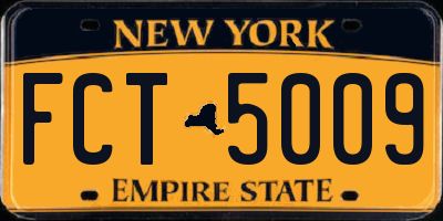 NY license plate FCT5009