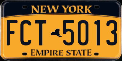 NY license plate FCT5013
