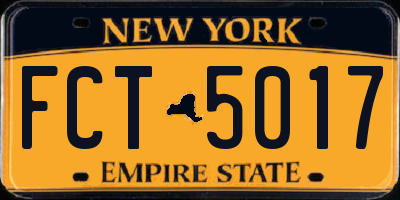 NY license plate FCT5017