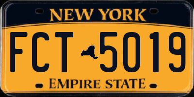 NY license plate FCT5019
