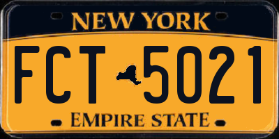 NY license plate FCT5021