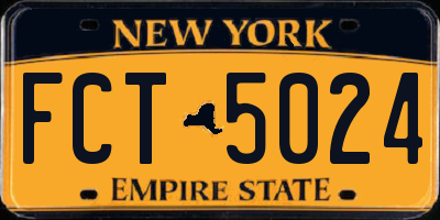 NY license plate FCT5024