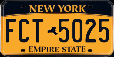 NY license plate FCT5025