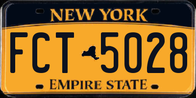 NY license plate FCT5028
