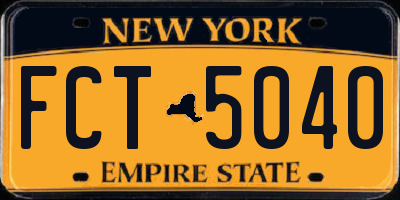 NY license plate FCT5040