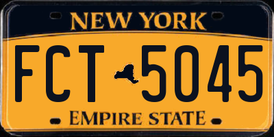 NY license plate FCT5045