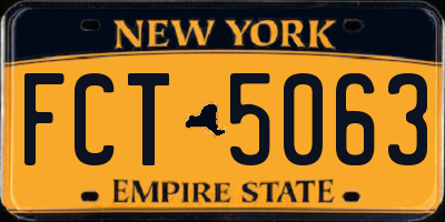 NY license plate FCT5063