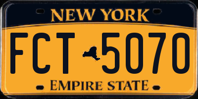 NY license plate FCT5070
