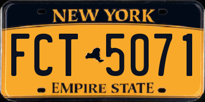 NY license plate FCT5071