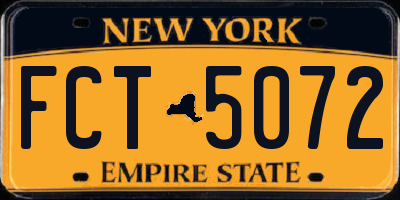 NY license plate FCT5072