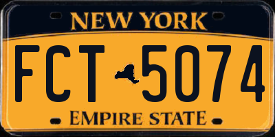NY license plate FCT5074