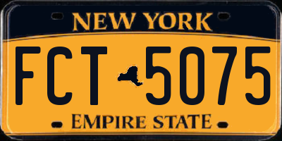 NY license plate FCT5075