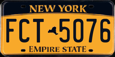NY license plate FCT5076