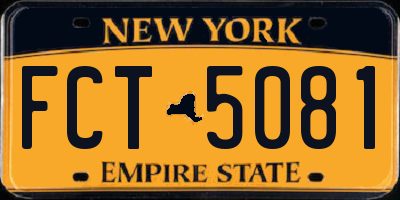 NY license plate FCT5081