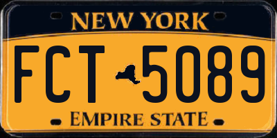 NY license plate FCT5089