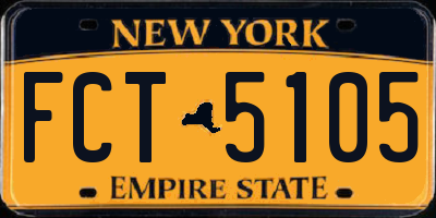 NY license plate FCT5105