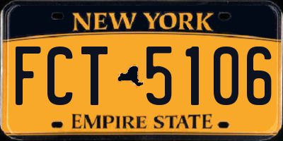 NY license plate FCT5106