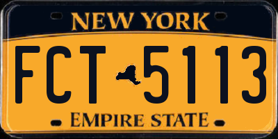 NY license plate FCT5113