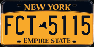 NY license plate FCT5115