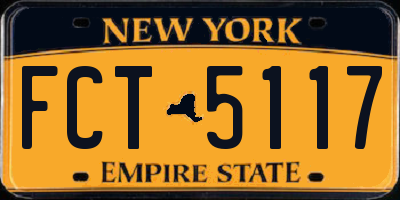 NY license plate FCT5117