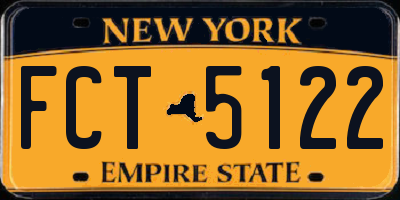 NY license plate FCT5122