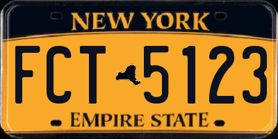 NY license plate FCT5123