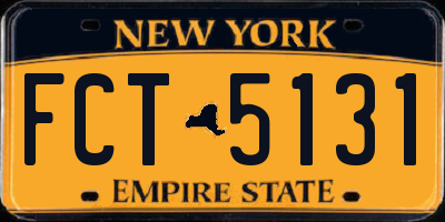 NY license plate FCT5131