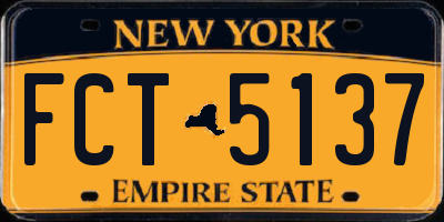 NY license plate FCT5137