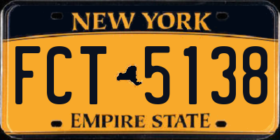 NY license plate FCT5138