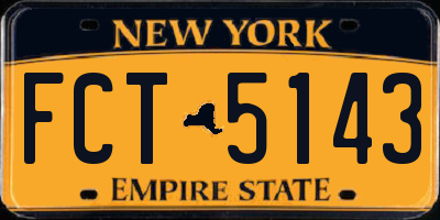 NY license plate FCT5143
