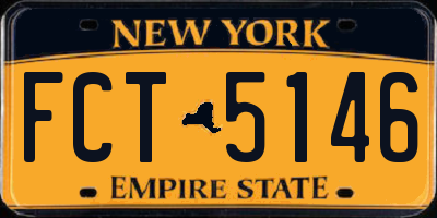 NY license plate FCT5146