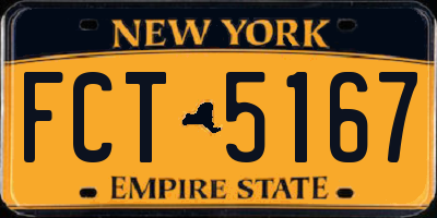 NY license plate FCT5167