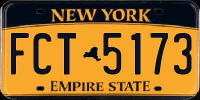 NY license plate FCT5173
