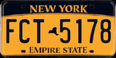 NY license plate FCT5178
