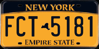 NY license plate FCT5181