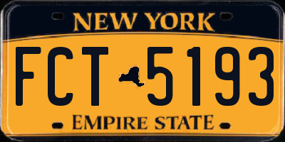 NY license plate FCT5193