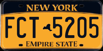 NY license plate FCT5205