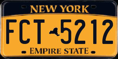 NY license plate FCT5212