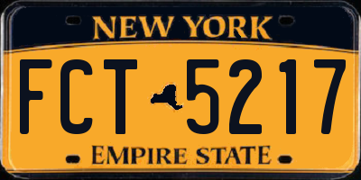 NY license plate FCT5217